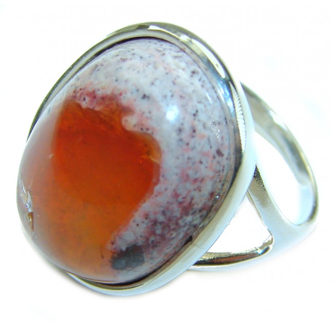 Bonfire Night best quality 17.5 carat Mexican Opal .925 Sterling Silver handmade ring 7