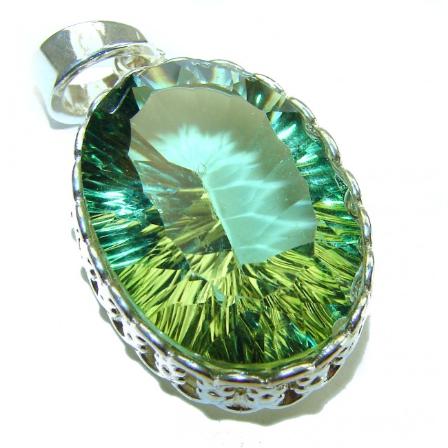 Green Ivy 25.5 carat Green Amethyst - Prasolite .925 Sterling Silver handcrafted pendant