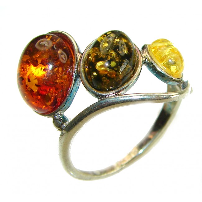 Authentic Baltic Amber .925 Sterling Silver handcrafted ring s. 6