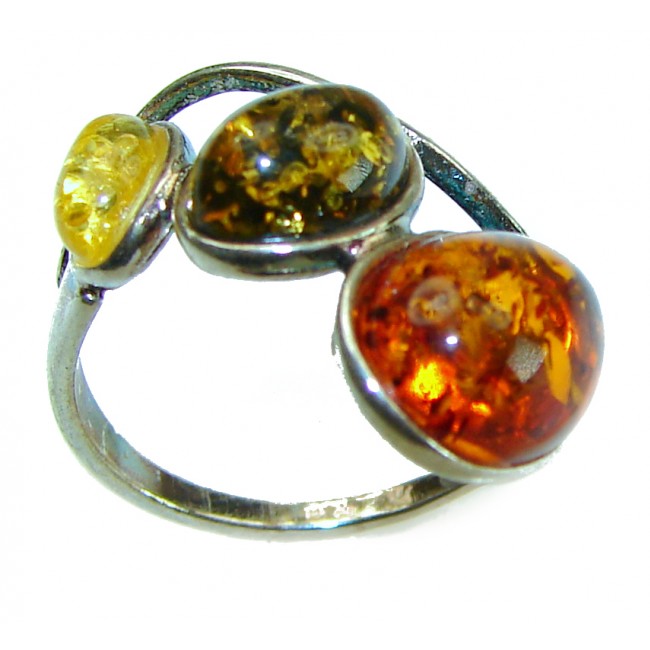 Authentic Baltic Amber .925 Sterling Silver handcrafted ring s. 6