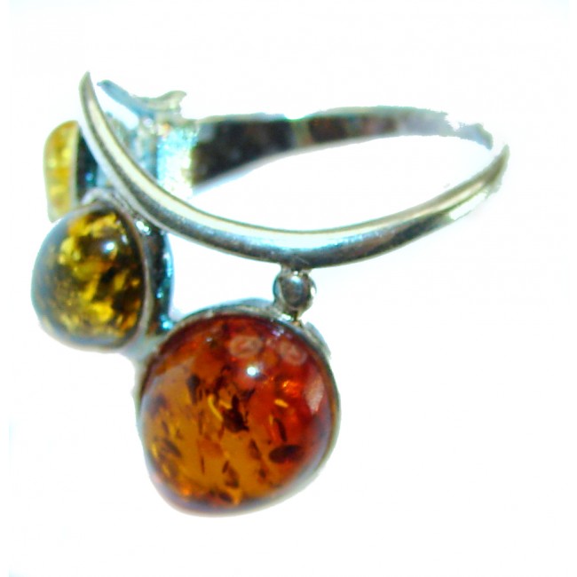 Authentic Baltic Amber .925 Sterling Silver handcrafted ring s. 6