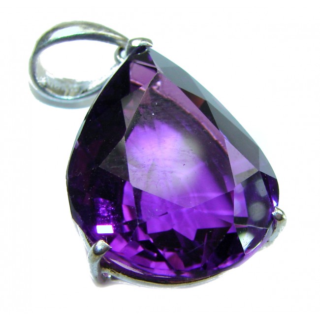 Vintage 27.2 carat natural Amethyst .925 Sterling Silver handcrafted Pendant