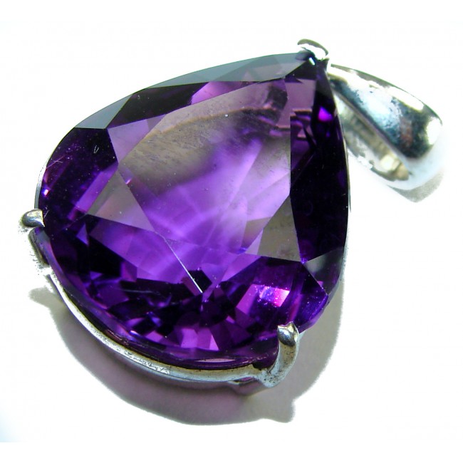 Vintage 27.2 carat natural Amethyst .925 Sterling Silver handcrafted Pendant