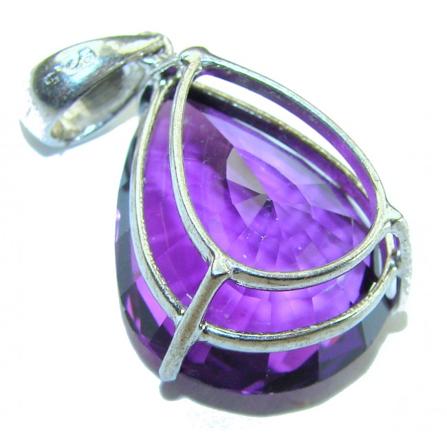 Vintage 27.2 carat natural Amethyst .925 Sterling Silver handcrafted Pendant