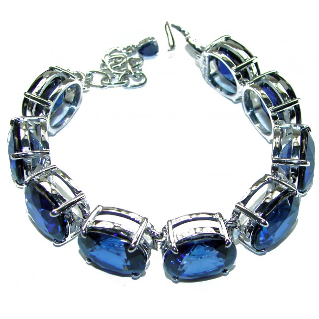 Sofia 132.5 carat oval cut London Blue Topaz .925 Sterling Silver handcrafted Bracelet