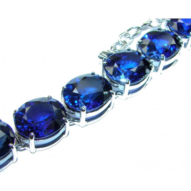 Sofia 132.5 carat oval cut London Blue Topaz .925 Sterling Silver handcrafted Bracelet