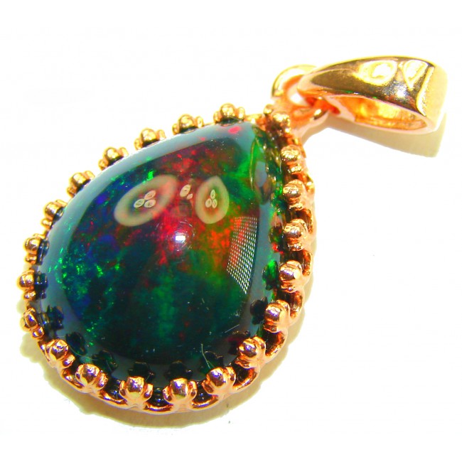 Milky Way 17.6CTW Authentic Black Opal 18K Gold over .925 Sterling Silver handmade Pendant