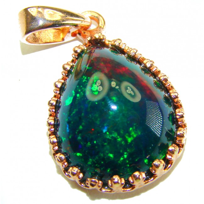 Milky Way 17.6CTW Authentic Black Opal 18K Gold over .925 Sterling Silver handmade Pendant