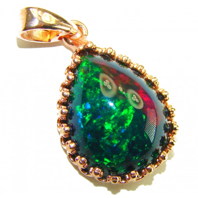 Milky Way 17.6CTW Authentic Black Opal 18K Gold over .925 Sterling Silver handmade Pendant