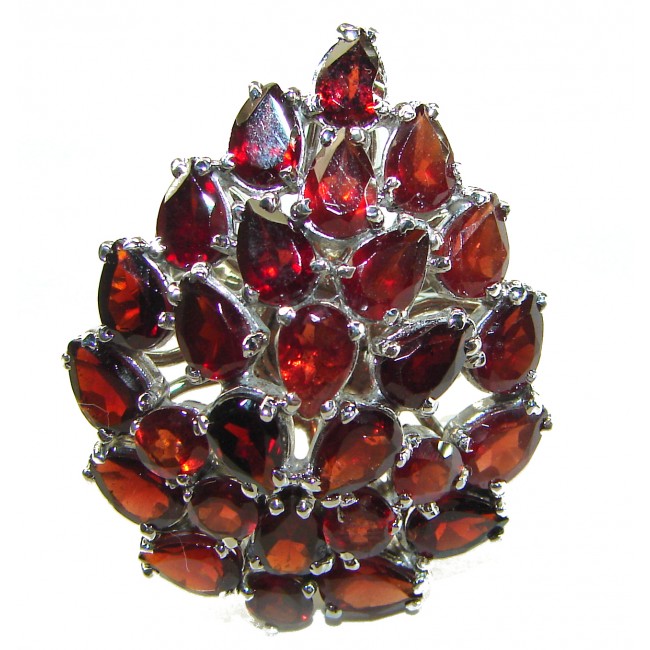 Rose Garden Beauty authentic 38.5 carat Garnet .925 Sterling Silver handcrafted ring size 8