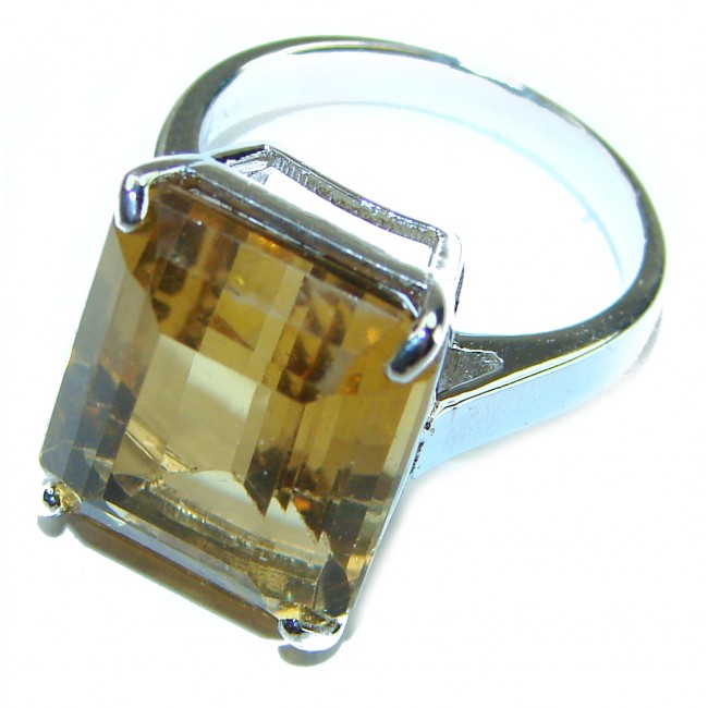 14.8 carat Genuine Lemon Quartz .925 Sterling Silver handcrafted ring size 8