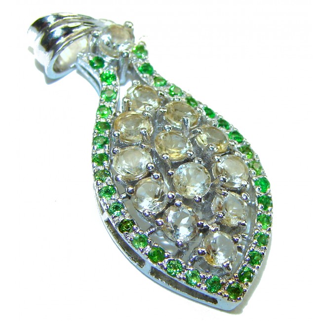 Monica 10.8 carat Citrine Emerald .925 Sterling Silver handmade Statement pendant