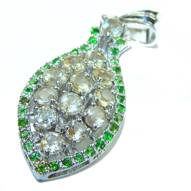 Monica 10.8 carat Citrine Emerald .925 Sterling Silver handmade Statement pendant