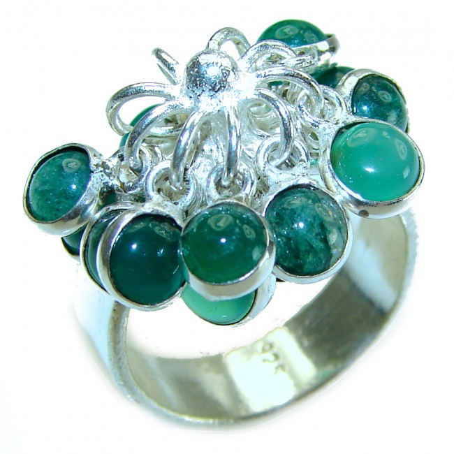 Green Topaz .925 Sterling Silver handcrafted cha-cha Ring s. 7 1/4