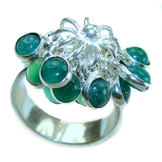 Green Topaz .925 Sterling Silver handcrafted cha-cha Ring s. 7 1/4