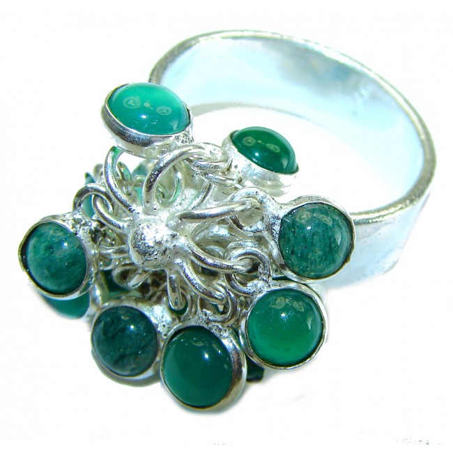 Green Topaz .925 Sterling Silver handcrafted cha-cha Ring s. 7 1/4