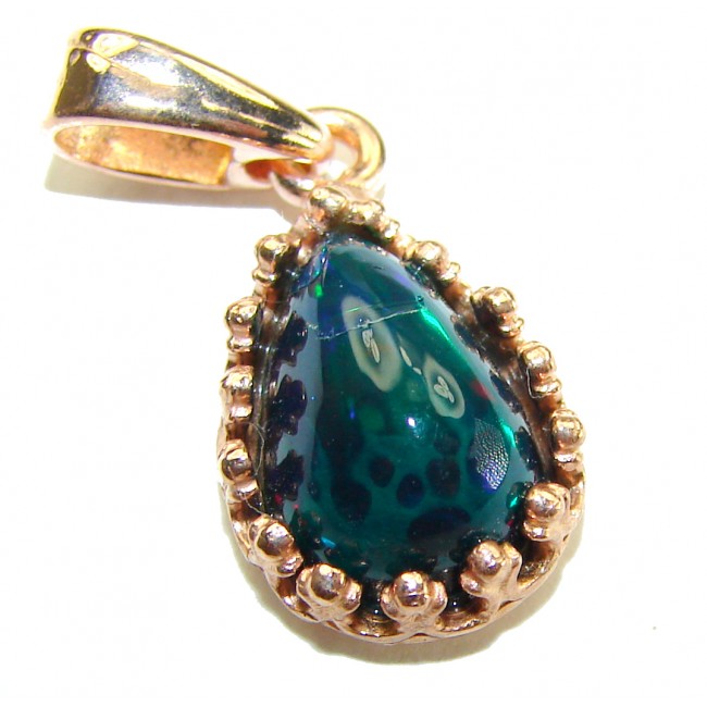 Astronomical Twilight 6.8 CTW Authentic Black Opal 14K Gold over .925 Sterling Silver handmade Pendant