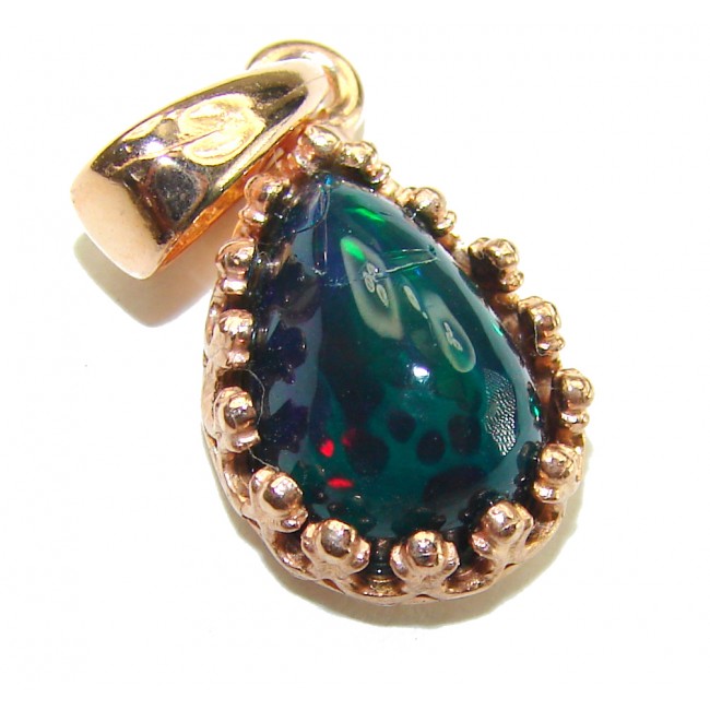 Astronomical Twilight 6.8 CTW Authentic Black Opal 14K Gold over .925 Sterling Silver handmade Pendant