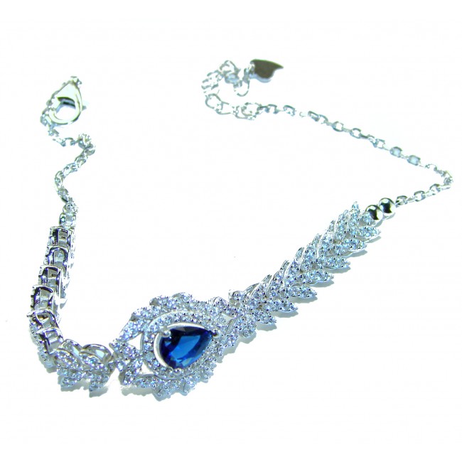 Luxurious 3.4 carat Sapphire .925 Sterling Silver handcrafted Bracelet