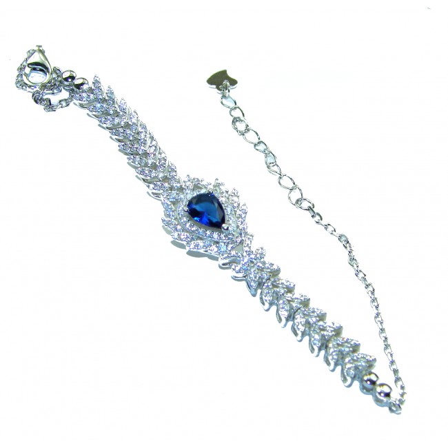 Luxurious 3.4 carat Sapphire .925 Sterling Silver handcrafted Bracelet