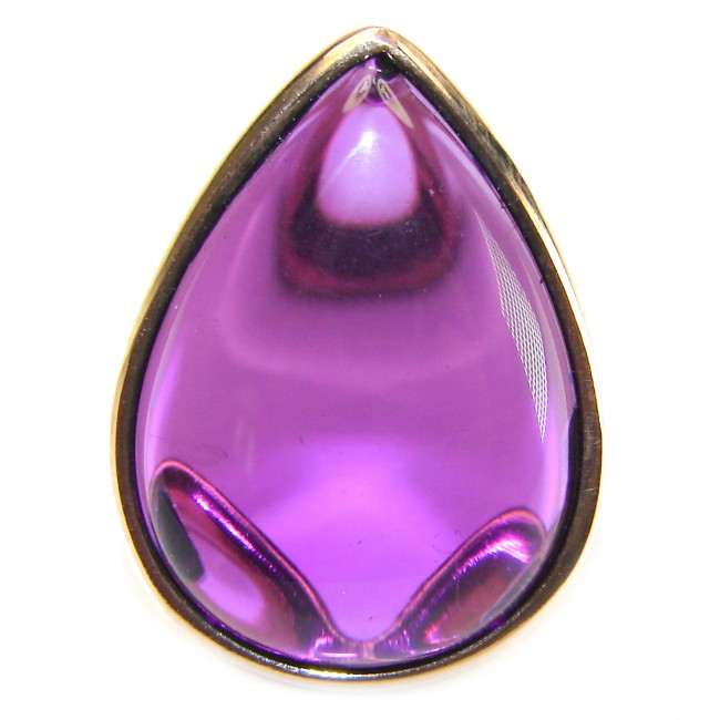 Purple Tear 22.2 carat Amethyst 14K Gold over .925 Sterling Silver Handcrafted Large Ring size 7 1/4