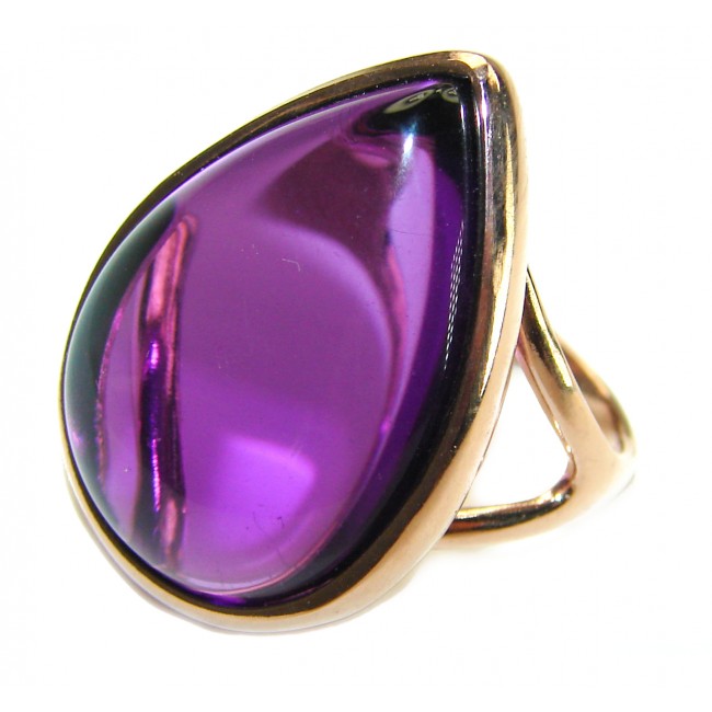 Purple Tear 22.2 carat Amethyst 14K Gold over .925 Sterling Silver Handcrafted Large Ring size 7 1/4