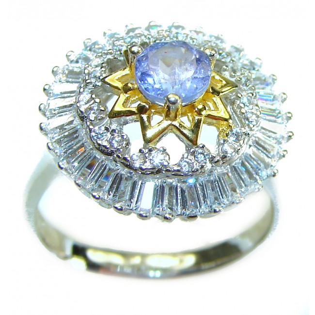 Incredible authentic 1.9 carat Tanzanite 14K Gold .925 Sterling Silver handmade Ring size 8