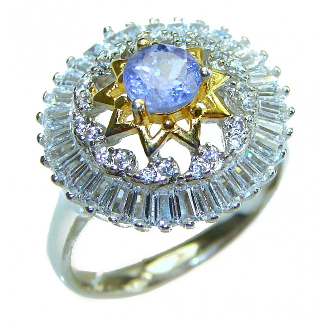 Incredible authentic 1.9 carat Tanzanite 14K Gold .925 Sterling Silver handmade Ring size 8