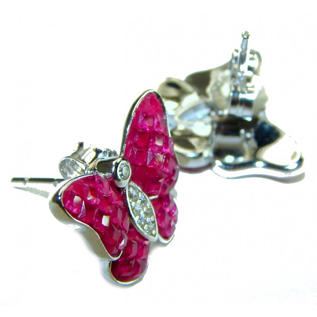 Real Beauty natural Ruby Butterflies .925 Sterling Silver handcrafted earrings