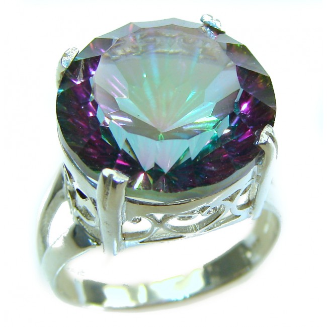 Fancy 14.2 CARAT Mystic Topaz .925 Sterling Silver handcrafted ring size 8