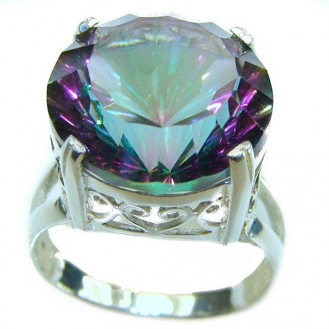 Fancy 14.2 CARAT Mystic Topaz .925 Sterling Silver handcrafted ring size 8