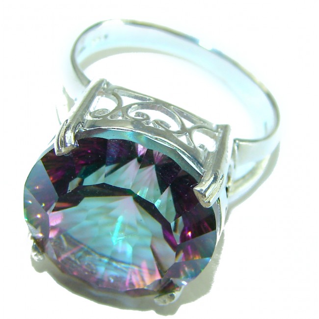 Fancy 14.2 CARAT Mystic Topaz .925 Sterling Silver handcrafted ring size 8