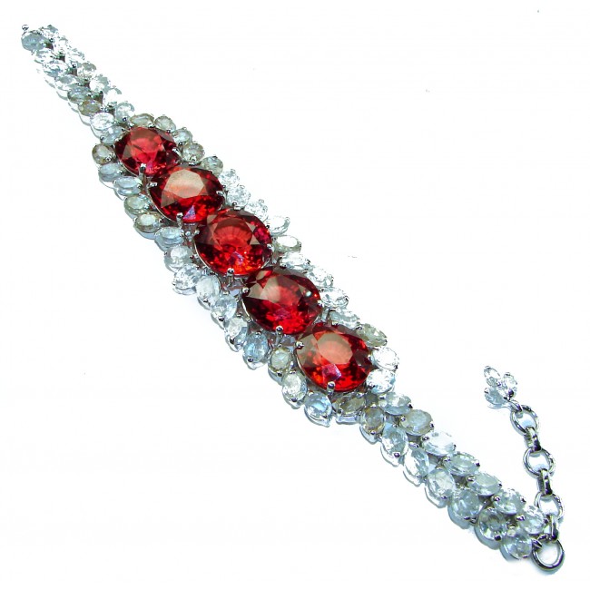 Dia de amor 185 carat Red Topaz .925 Sterling Silver Spectacular handcrafted Bracelet