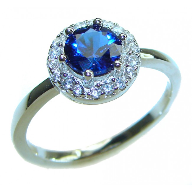 Electric Blue 2.3 carat London Topaz .925 Sterling Silver handcrafted Ring size 8 1/4