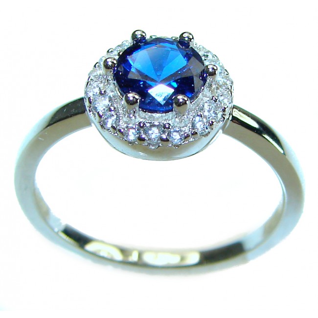 Electric Blue 2.3 carat London Topaz .925 Sterling Silver handcrafted Ring size 8 1/4