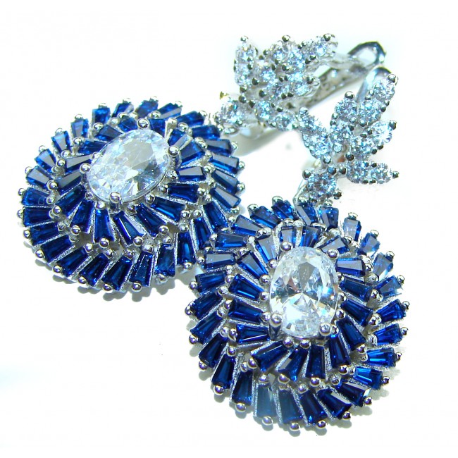 Magnificent Jewel Sapphire .925 Sterling Silver handcrafted incredible earrings