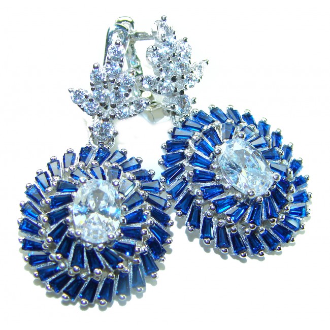 Magnificent Jewel Sapphire .925 Sterling Silver handcrafted incredible earrings