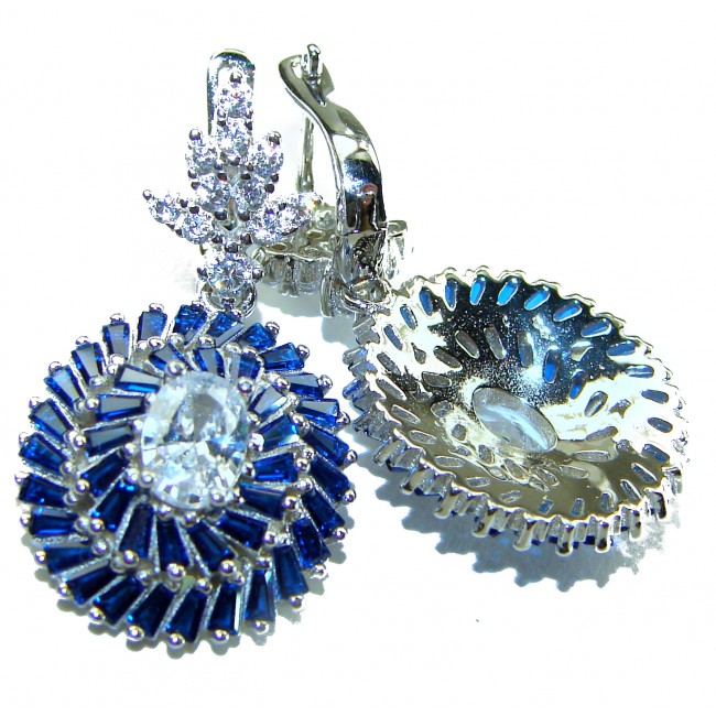 Magnificent Jewel Sapphire .925 Sterling Silver handcrafted incredible earrings