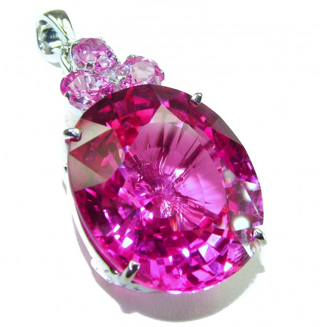 Viviana - Vintage Design 38.5 carat oval cut Pink Sapphire .925 Sterling Silver handcrafted Pendant