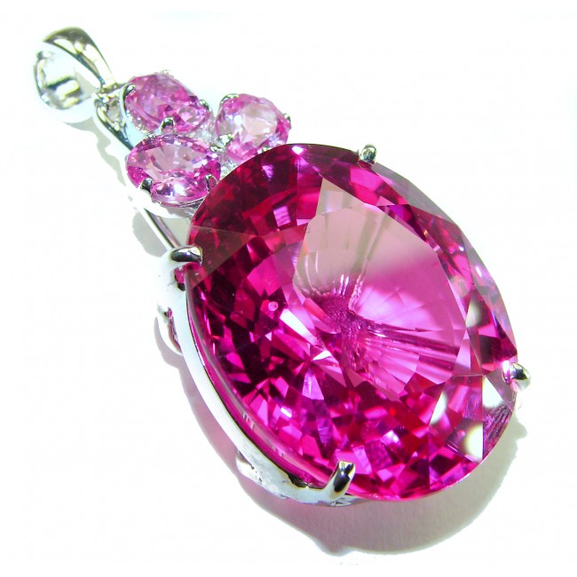 Viviana - Vintage Design 38.5 carat oval cut Pink Sapphire .925 Sterling Silver handcrafted Pendant