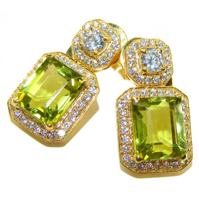 Alessia authentic 11.9 carat Peridot 18K Gold over .925 Sterling Silver handmade earrings