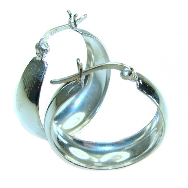 .925 Sterling Silver handmade Italy made Hoop Earrings