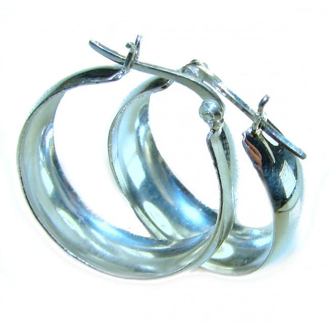 .925 Sterling Silver handmade Italy made Hoop Earrings