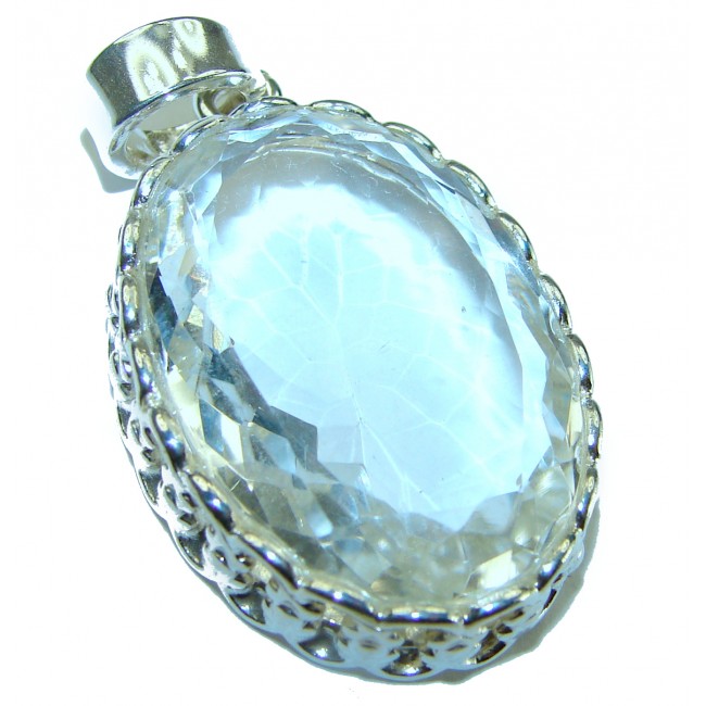 Pure Beauty - Vintage style- genuine 45.5 carat White Topaz .925 Sterling Silver handmade Pendant