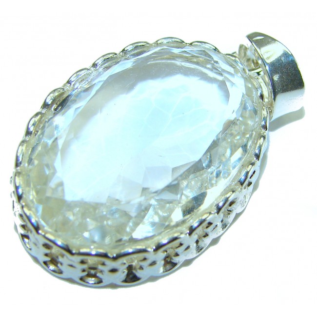 Pure Beauty - Vintage style- genuine 45.5 carat White Topaz .925 Sterling Silver handmade Pendant