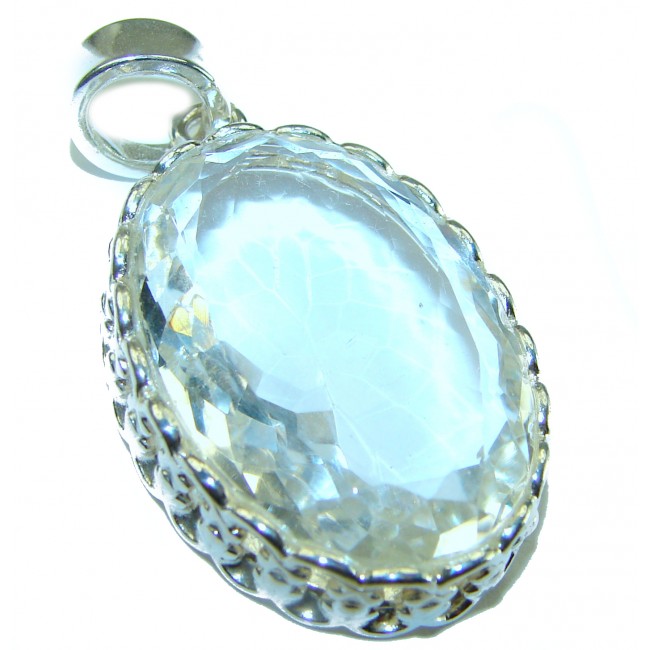 Pure Beauty - Vintage style- genuine 45.5 carat White Topaz .925 Sterling Silver handmade Pendant