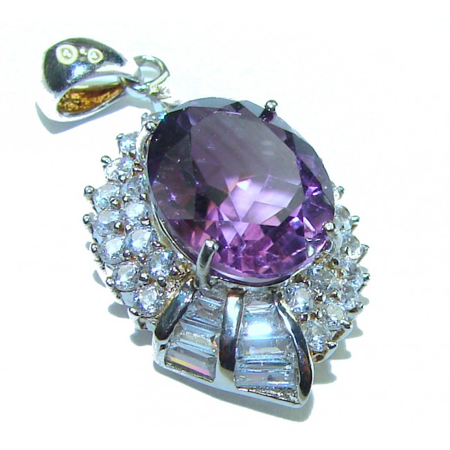 Vintage 9.2 carat natural Amethyst .925 Sterling Silver handcrafted Pendant