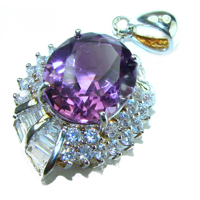 Vintage 9.2 carat natural Amethyst .925 Sterling Silver handcrafted Pendant