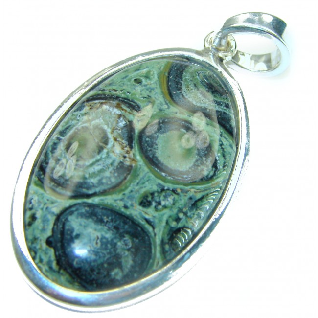 AAA quality Authentic Green Rhyolite .925 Sterling Silver Pendant