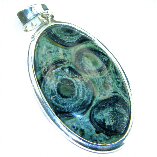 AAA quality Authentic Green Rhyolite .925 Sterling Silver Pendant